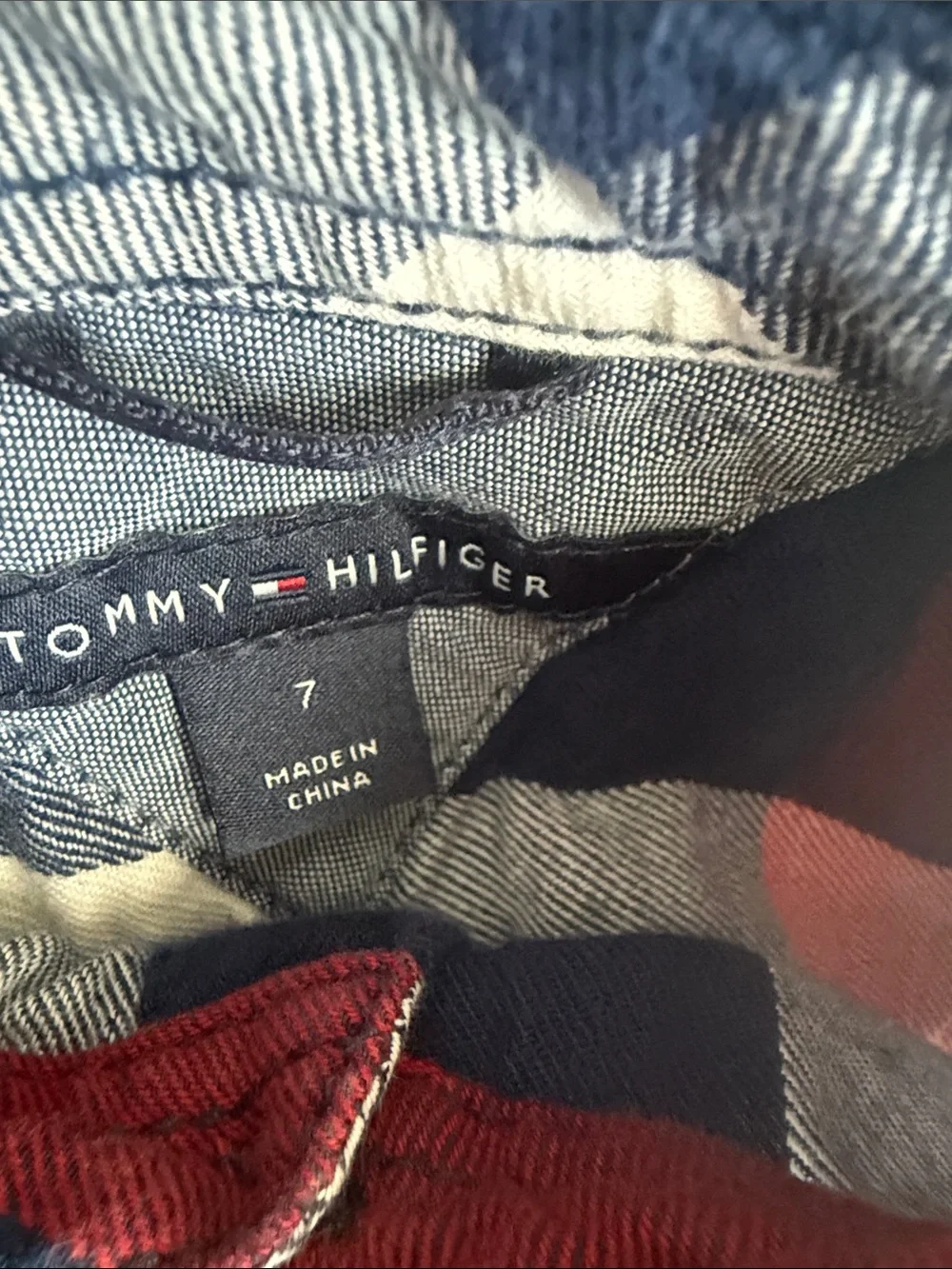 Tommy Hilfiger Red, Navy & Cream Plaid Button-Down Shirt